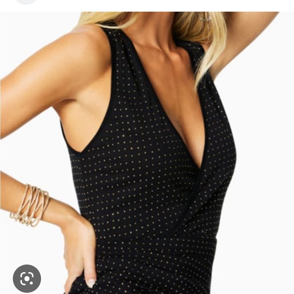 NEW TAGS Ramy Brook black dress with gold studded accents